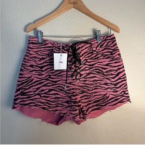 Adika Pink and Black Zebra High Waist Shorts